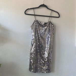Topshop slip mini silver dress